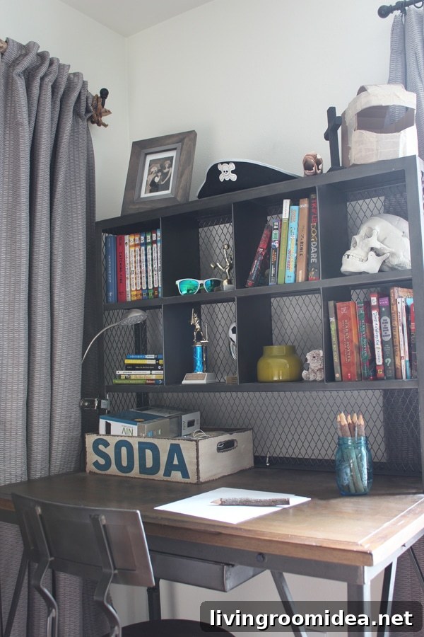 Modern Boy's Bedroom Industrial Desk in Room