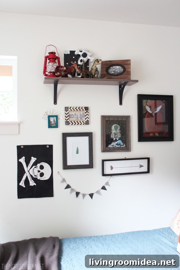 Teen Boy’s Small Bedroom Makeover: Updated Design Ideas 8 Boy's Bedroom Eclectic Gallery Wall