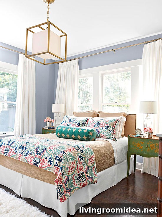 Spring Bedroom with Colorful Patterns
