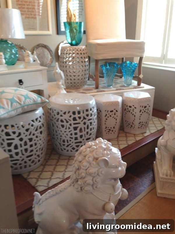 Garden stools at Sesame and Lilies in Cannon Beach