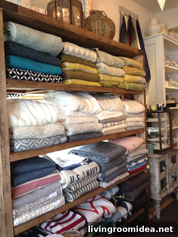 Wall of Blankets at Sesame and Lilies in Cannon Beach