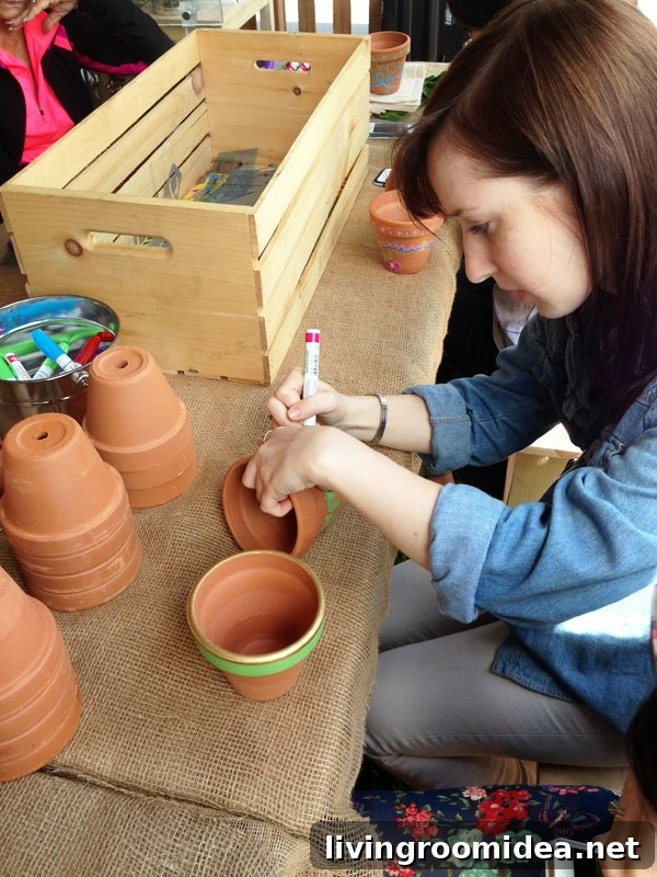 Painting Pots at the Home Depot Garden Party