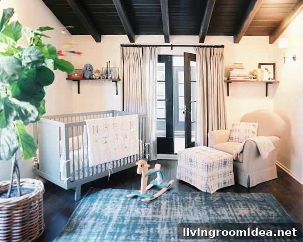 Beautiful Blue White and Black Nursery