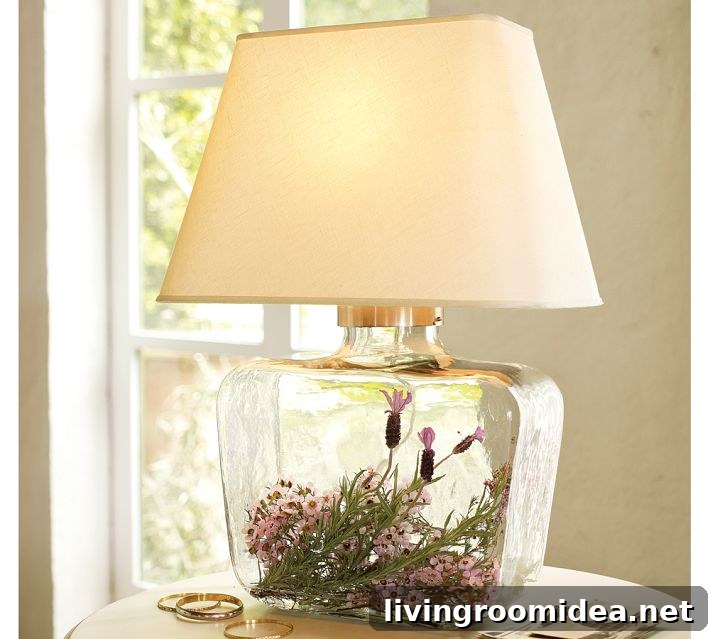 Flowers in Glass Lamp