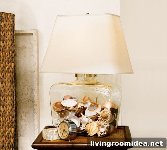 Glass Lamp Filled with Shells
