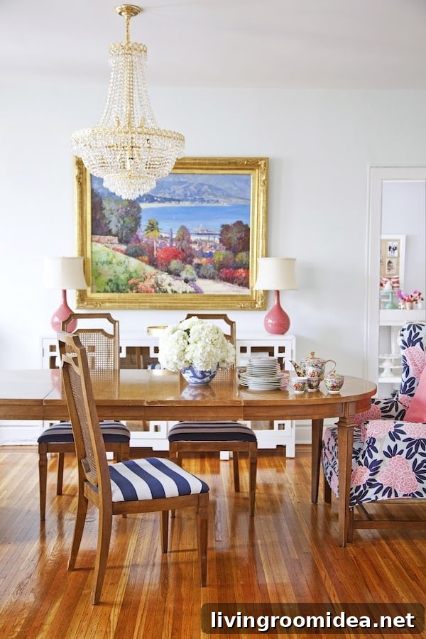 Colorful Dining Room with Wingback Chairs by Caitlin Wilson