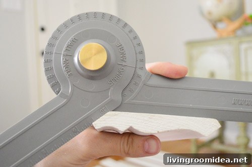 Angle finding tool close up for cutting crown molding