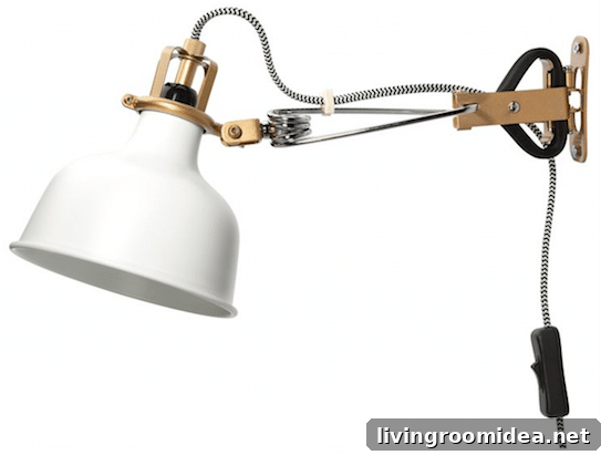 IKEA Gold and White Plug-In Clamp Light