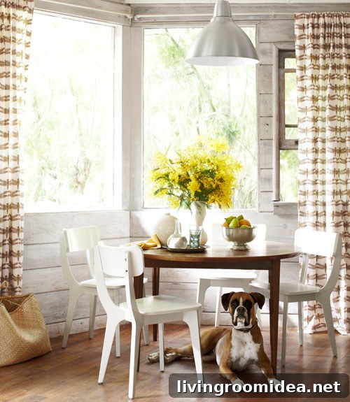 Dining Area with Dog - Thrifty California Cabin
