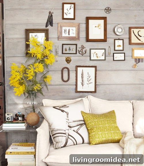 Gallery Wall Above Sofa - Thrifty California Cabin