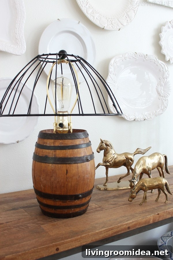 DIY Reclaimed Barrel Lamp with Wire Cage Lampshade 7 DIY Barrel Lamp - The Inspired Room
