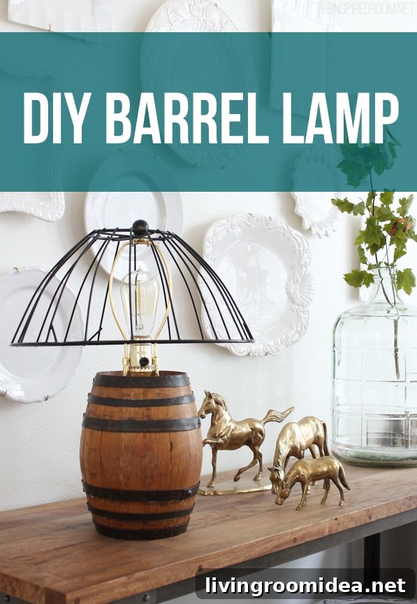 DIY Reclaimed Barrel Lamp with Wire Cage Lampshade 10 DIY Lamp