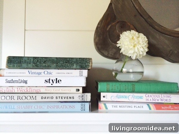 Stacked Books Mantel Decor - The Inspired Room