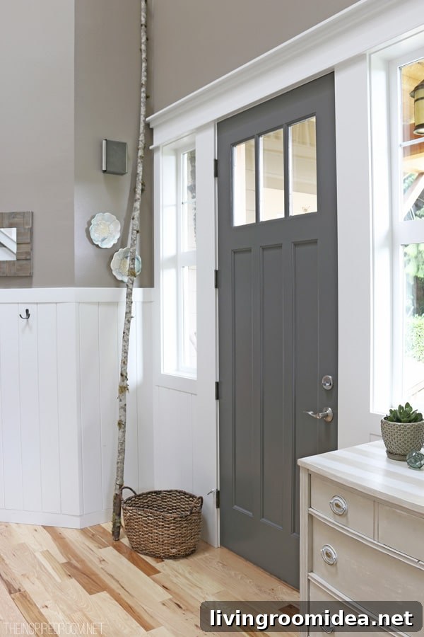 Refresh Your Front Door: Simple Upgrades for Curb Appeal 2 Charcoal Painted Front Door - The Inspired Room
