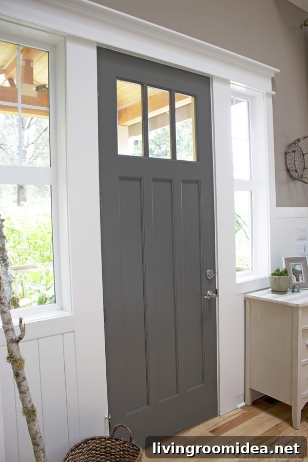 Refresh Your Front Door: Simple Upgrades for Curb Appeal 4 Dark Gray Painted Front Door - The Inspired Room