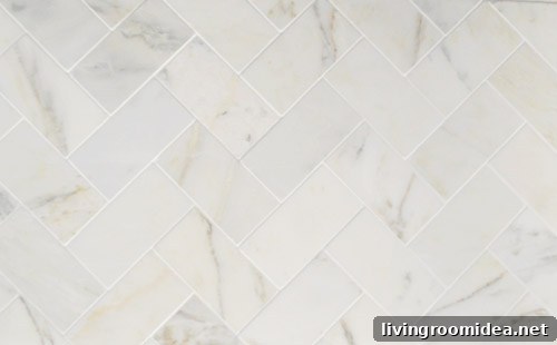 Marble herringbone hearth