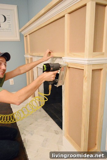 Photobomb in fireplace framing