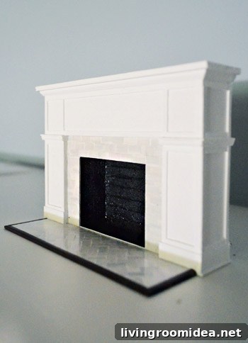 Close-up of miniature fireplace