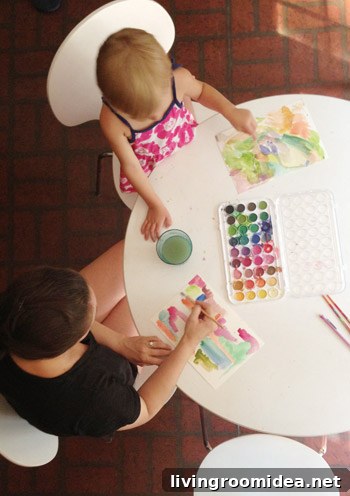 Child painting watercolors