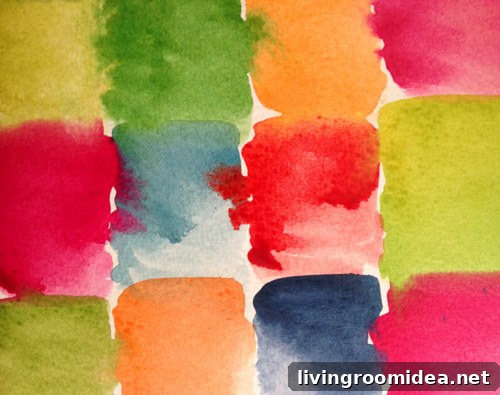 Close-up of boxy watercolor painting