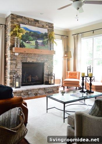 Living room fireplace