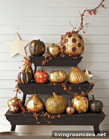 festive-pumpkins gilded pumpkns