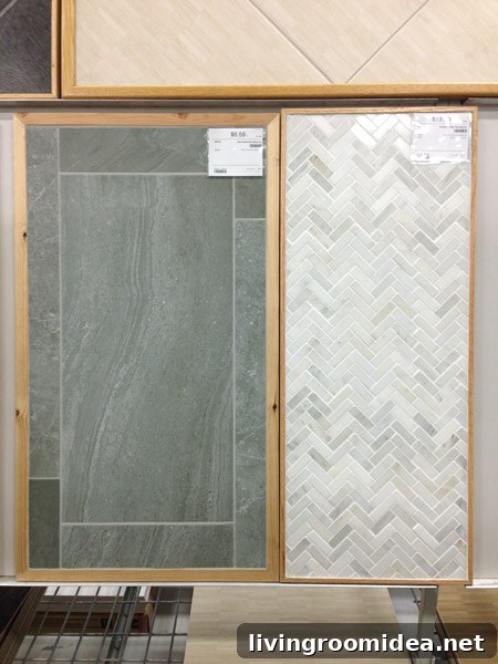 Tile sample in laundry room