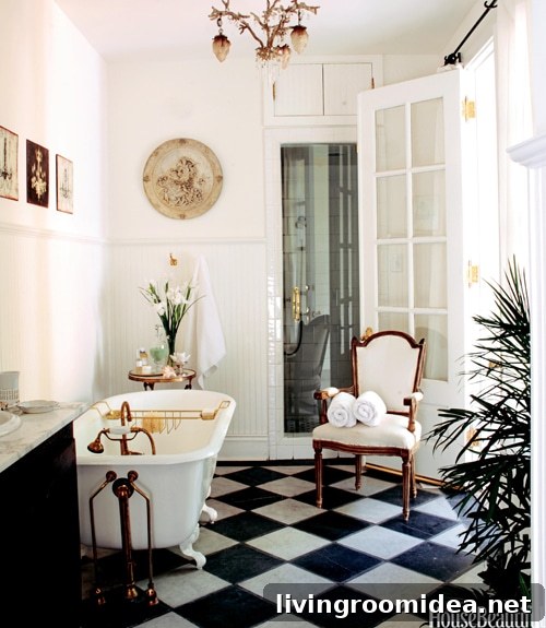 Black White and Gold Bathroom