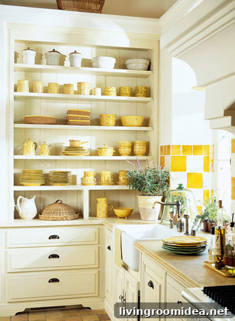 open kitchen shelves yellow dishes img 6707 2