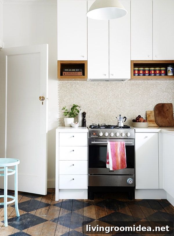 Diamond Patterned Wood Floors in the Kitchen