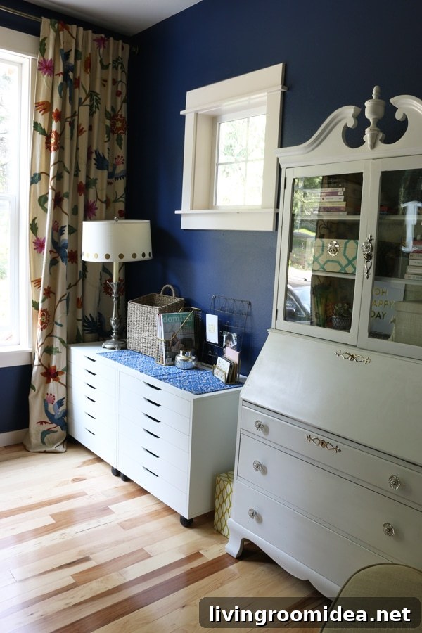 Home Office Update: New Progress and Design Upgrades 3 The Inspired Room Navy Blue Office