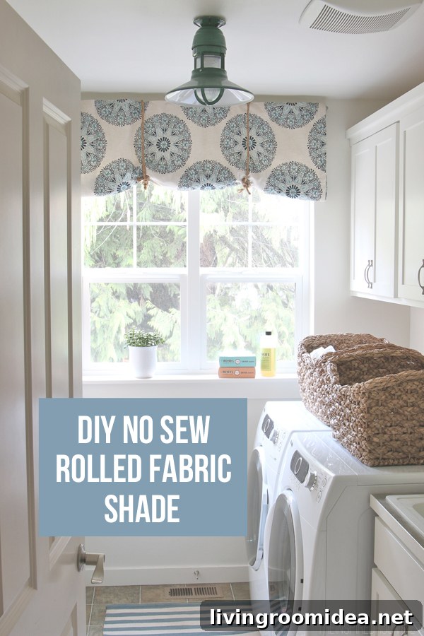 Fabric Roman Shades: Stylish Window Treatments Inspired Designs 10 DIY No Sew Rolled Fabric Shade - The Inspired Room