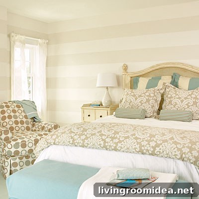 striped wall bedroom