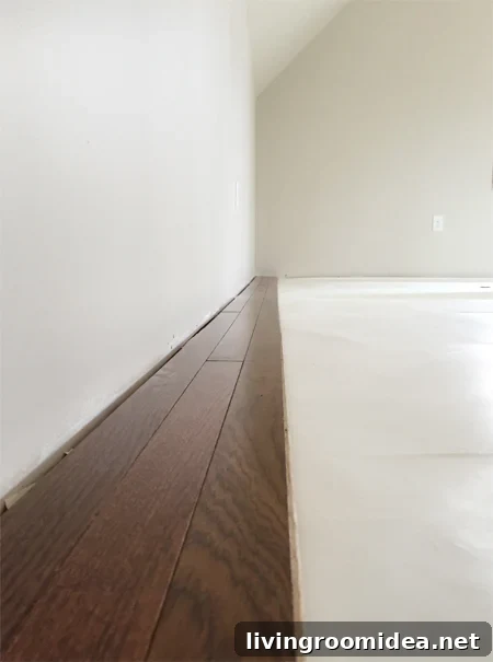 install hardwood flooring first rows done