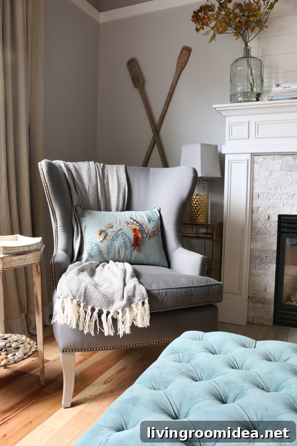 Gray Wingback Chair - Fall Pillow - The Inspired Room
