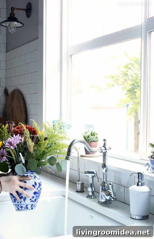 Autumn Home Tour: Cozy Fall Decor Ideas — Part 2 9 Kitchen Sink and Fall Bouquet- The Inspired Room