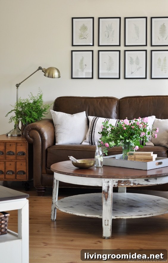 Country Cottage Living Room with Leather Sofa from The Painted Hive