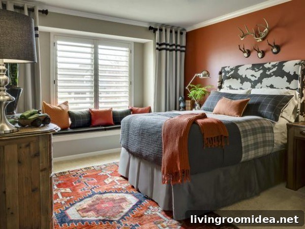 Laura McCroskey Tween Boy Bedroom in Rust and Gray