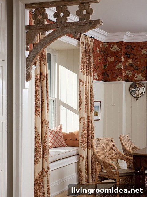 Sarah's House Dining Room Window Seat - Rust Accents