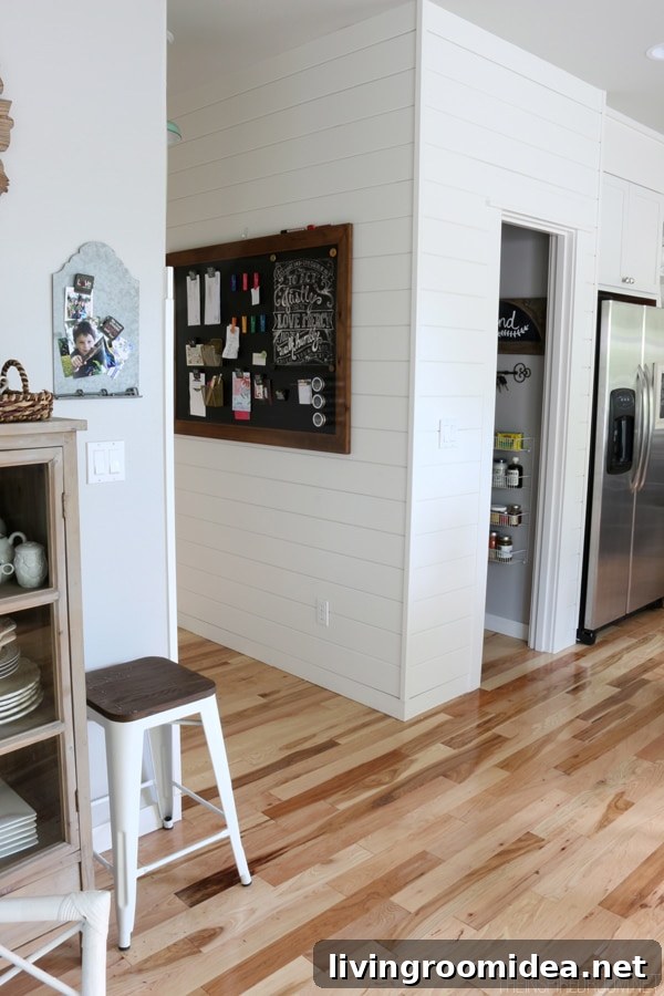 Shiplap Paneling Design Ideas: Styles, Installation Tips & Uses 2 Fall House Tour - Kitchen Paneled Wall and Command Center - The Inspired Room