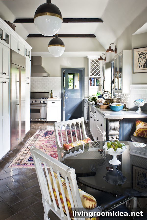 Tia Zoldan - Mixed Metals - Persian Rug in White Kitchen