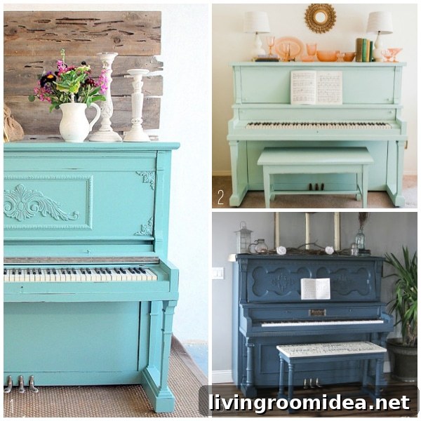 Pianos in the Home - Blue Painted Pianos