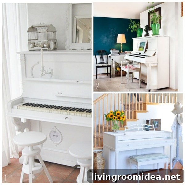 Inspired by Pianos: How to Style a Piano in Your Home 3 Pianos in the Home - White Painted Pianos