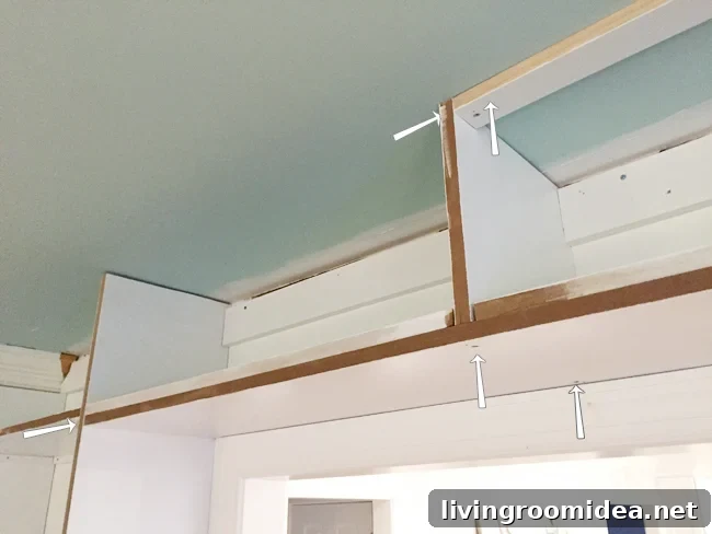 Detail of Attaching Built-In Bookshelf across doorway