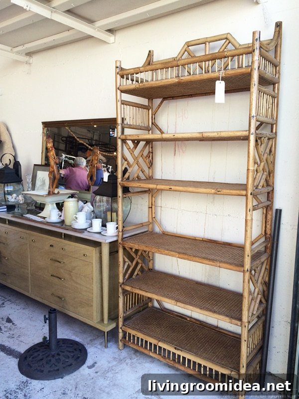 Vintage Rattan Shelving Makeover: Flea Market Find Ideas 5 Flea Market - Rattan Bookshelf - The Inspired Room