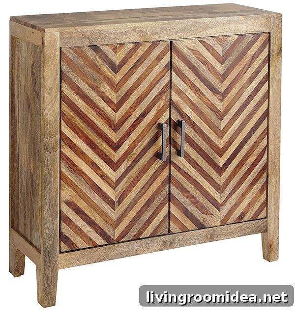 Fall Home Organization Day 12: Cozy Decluttering Tips 4 Kadhi Cabinet - Chevron Wood Pattern - Pier 1 Imports