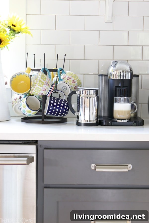 Holiday Coffee Station Ideas for Entertaining Guests 4 Coffee Station - Mug Rack and Nespresso