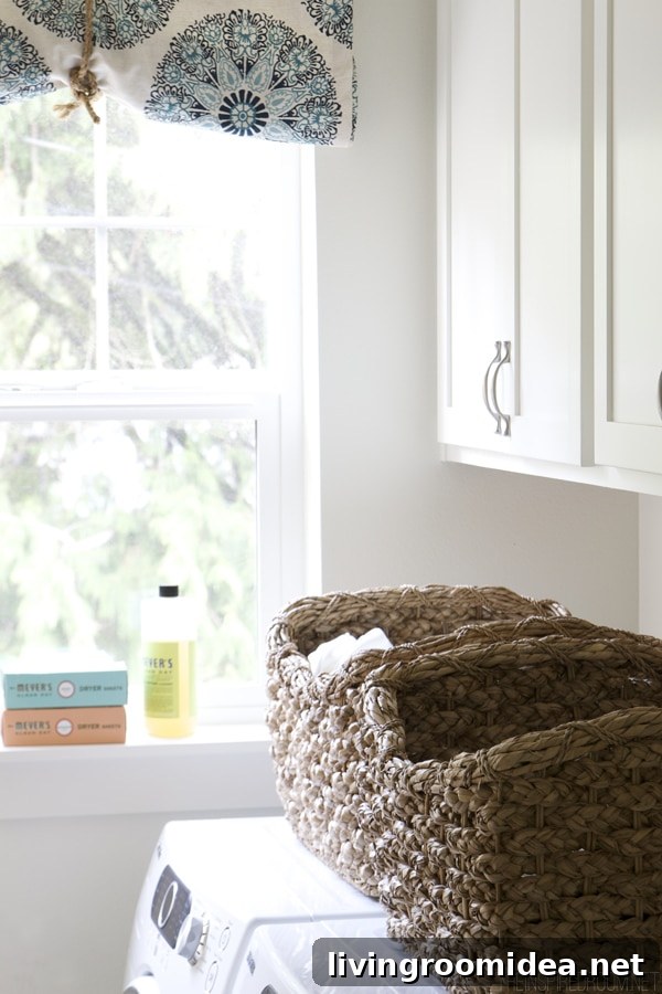 White Laundry Room Progress - Baskets - The Inspired Room