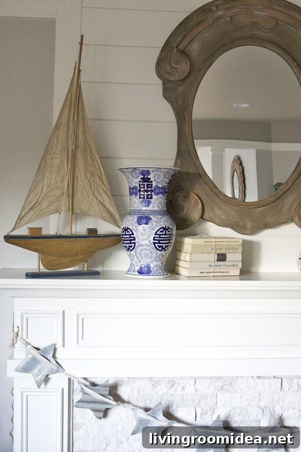 Simple Mantel - Metal Star Garland - The Inspired Room