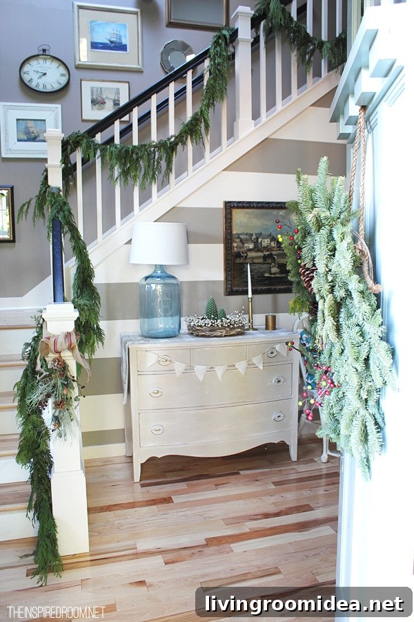 Christmas Entry and Staircase Decorating Ideas - The Inspired Room